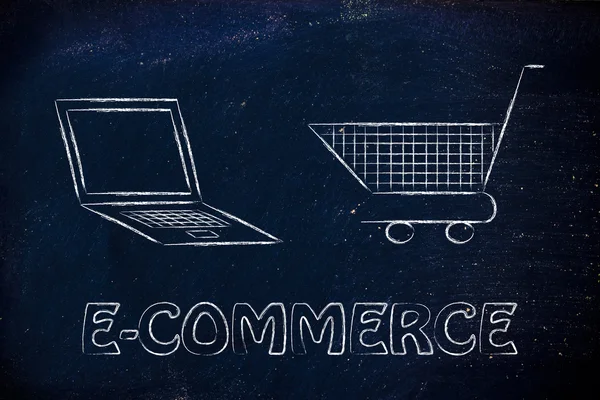 Concept van e-commerce en online winkelen — Stockfoto