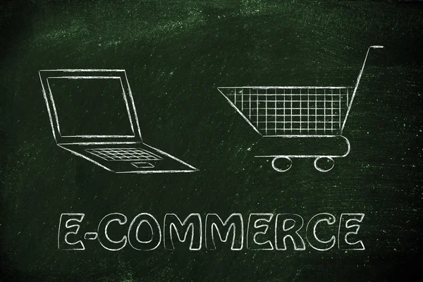 Begreppet e-handel och online shopping — Stockfoto