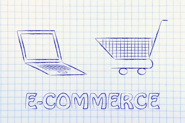 Concept van e-commerce en online winkelen — Stockfoto