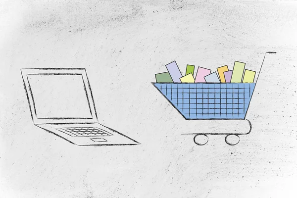 Az e-kereskedelem és online vásárlás koncepció — Stock Fotó