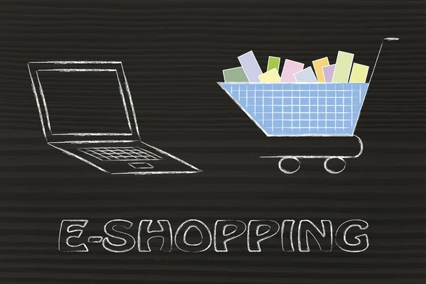 Concepto de comercio electrónico y compras en línea — Foto de Stock