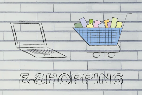Koncept e-commerce a online nakupování — Stock fotografie