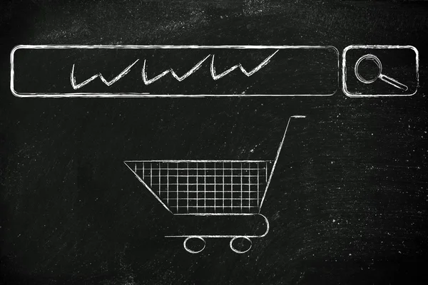 Az e-kereskedelem és online vásárlás koncepció — Stock Fotó