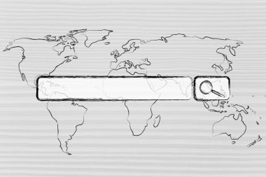 Internet arama çubuğu ile Dünya Haritası