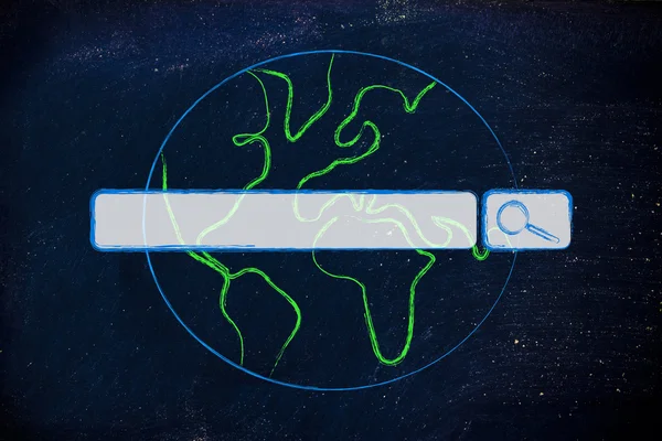インターネット検索バーで世界地図 — ストック写真