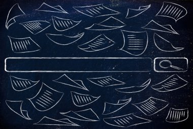 Bir arama motoru çubuğu uçan iş belgeleri