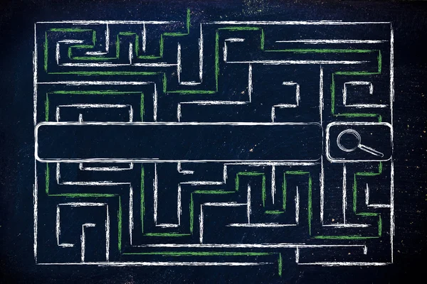 Sökfältet omgivet av en labyrint — Stockfoto