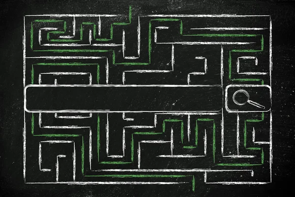 Search bar surrounded by a maze — Stock Photo, Image