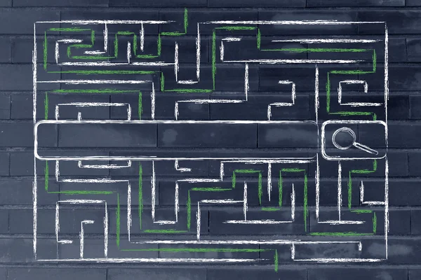 Search bar surrounded by a maze — Stock Photo, Image