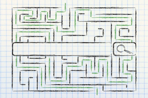 Search bar surrounded by a maze — Stock Photo, Image