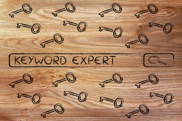 Suchmaschinenleiste mit Tags über Keyword-Experten — Stockfoto