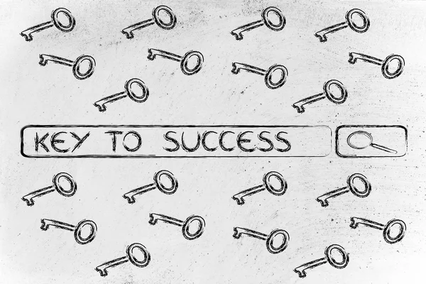 Arama motoru çubuğu ile başarının anahtarı bulma ile ilgili Etiketler — Stok fotoğraf