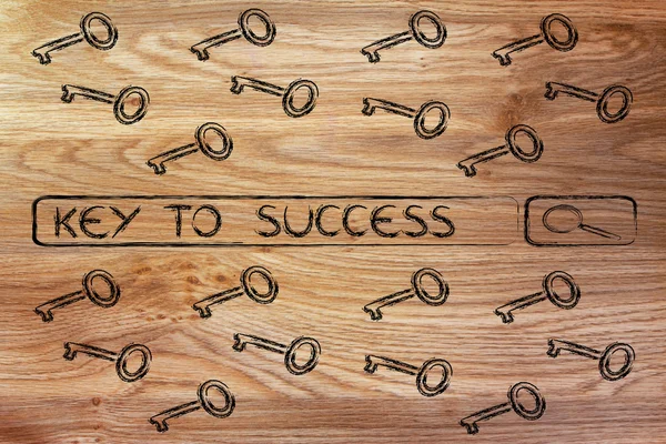 Search engine bar with tags about finding the key to success — Stock Photo, Image