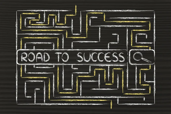 Maze with search tags about the road to success — Stock Photo, Image