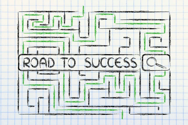 Maze with search tags about the road to success — Stock Photo, Image