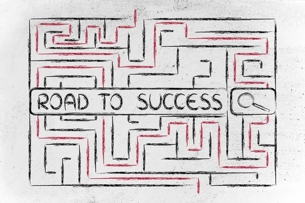 Maze with search tags about the road to success — Stock Photo, Image