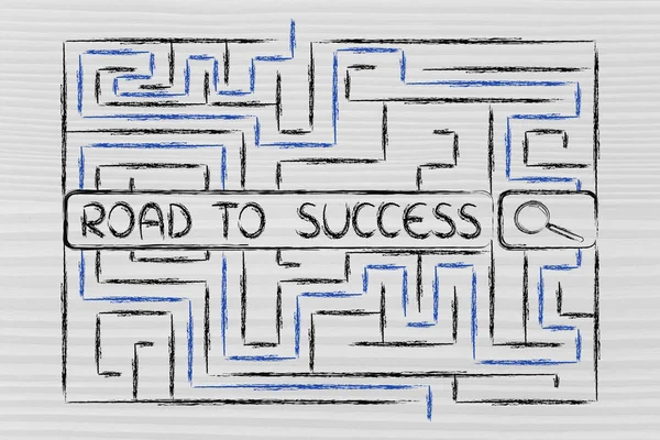 Labyrinth mit Suchbegriffen über den Weg zum Erfolg — Stockfoto