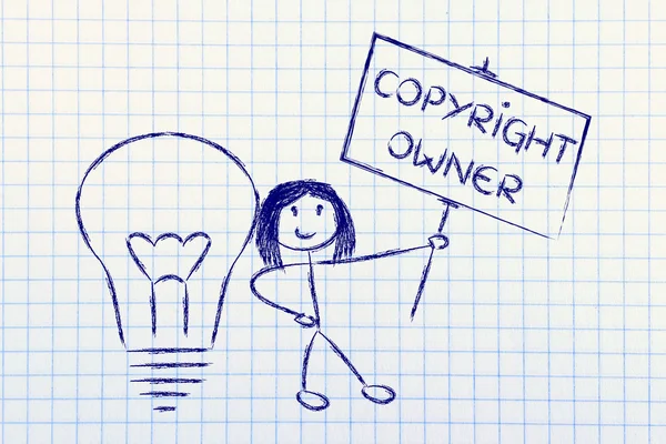 Funny copyright owner girl with her idea — Stock Photo, Image