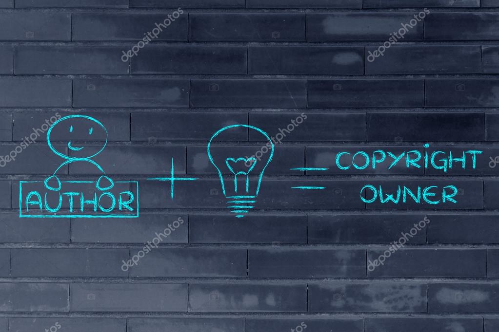 Funny formula of intellectual property or copyright stock photo