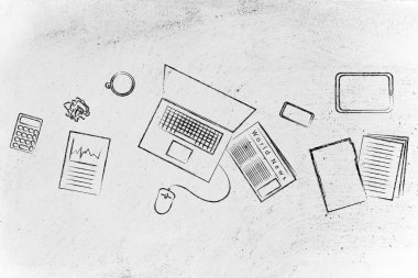 İş office nesneleri Resepsiyon illüstrasyon