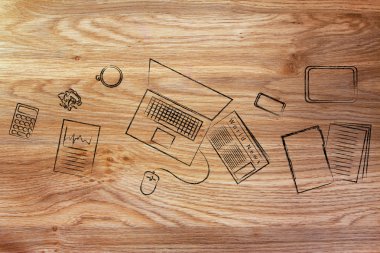 İş office nesneleri Resepsiyon illüstrasyon