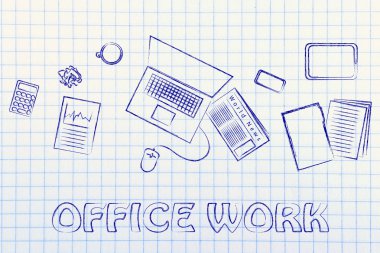 İş office nesneleri Resepsiyon illüstrasyon