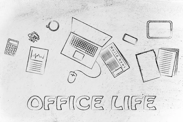 Business office oggetti scrivania illustrazione — Foto Stock