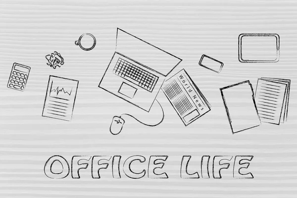 Business office objects desk illustration — Stock Photo, Image