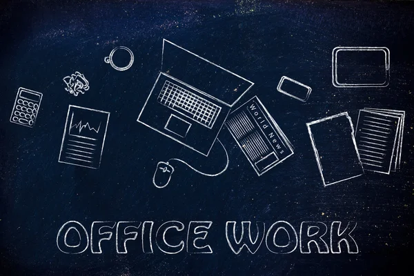 Oficina de negocios objetos escritorio ilustración — Foto de Stock