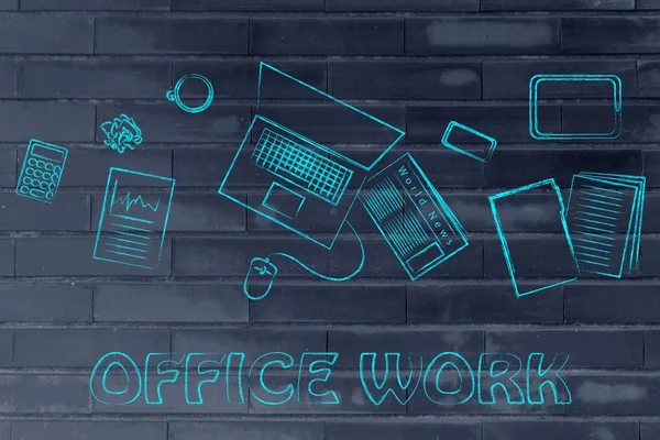 Business office objects desk illustration — Stock Photo, Image