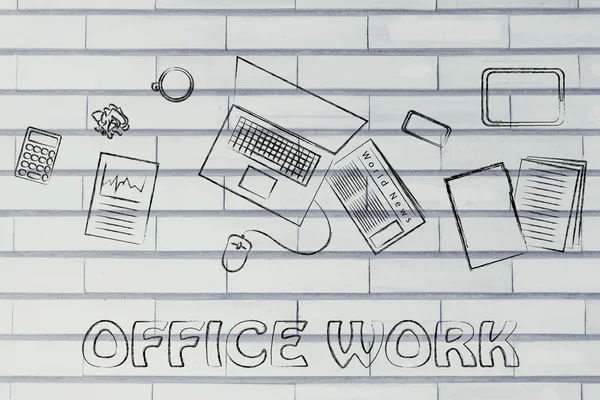 Business office objects desk illustration — Stock Photo, Image