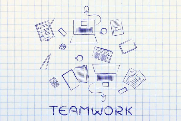 Ilustración productiva del trabajo en equipo — Foto de Stock