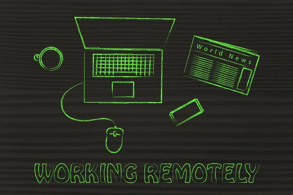Trabajar en línea y remotamente — Foto de Stock