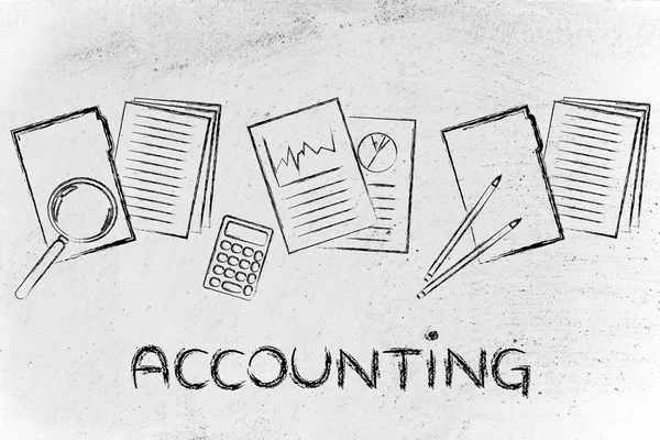 Accounting: design with business documents and stats — Stock Photo, Image