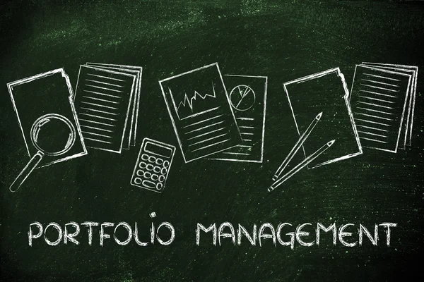 Portfolio management: folder, stats and budget — Stock Photo, Image