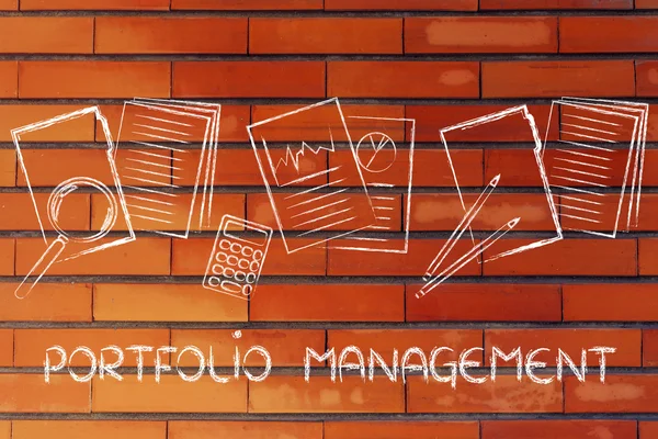 Portfolio management: folder, stats and budget — Stock Photo, Image