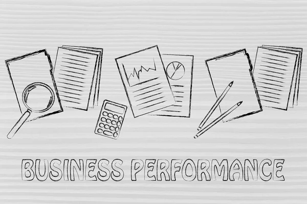 Medir el rendimiento del negocio: carpeta, estadísticas y presupuesto —  Fotos de Stock