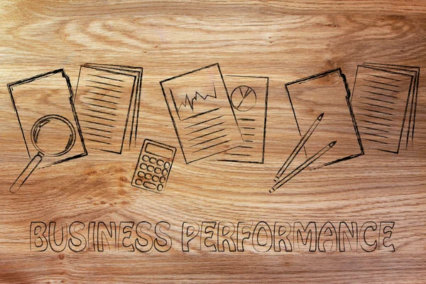 Measuring business performance: folder, stats and budget — Stock Photo, Image