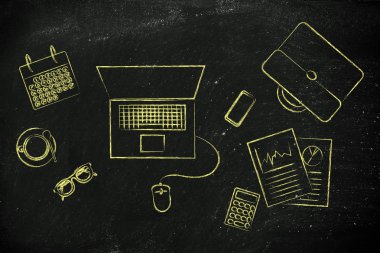 Ofis ve Yöneticisi hayat illüstrasyon