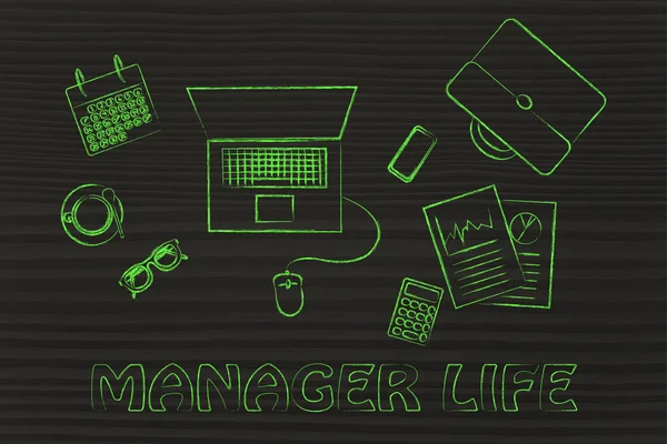 Kontor och manager liv illustration — Stockfoto