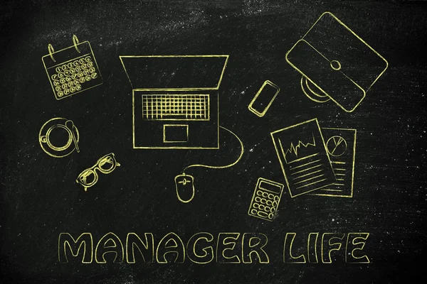 Ilustração da vida do escritório e do gerente — Fotografia de Stock