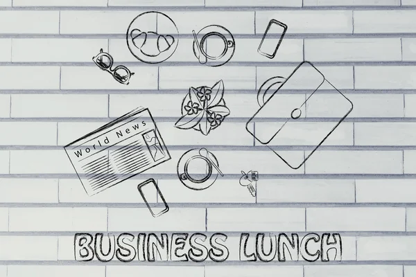 Almuerzo de negocios o pausa para café ilustración — Foto de Stock