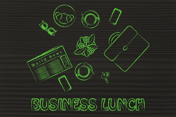 Obchodní oběd nebo kávu ilustrace — Stock fotografie