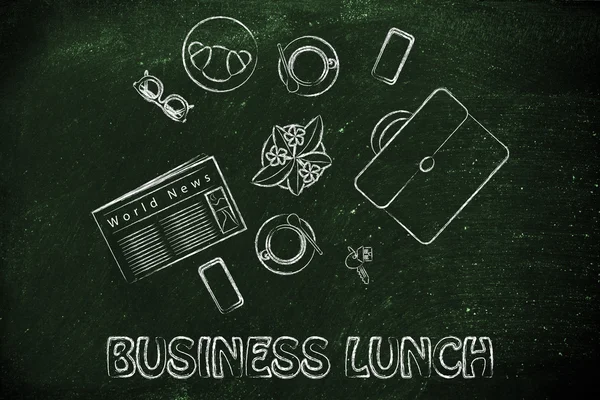 Almuerzo de negocios o pausa para café ilustración —  Fotos de Stock