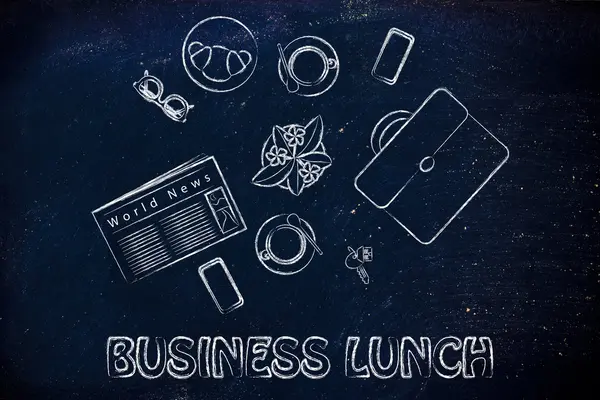 Obchodní oběd nebo kávu ilustrace — Stock fotografie