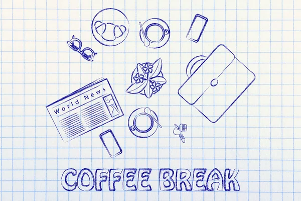 Almuerzo de negocios o pausa para café ilustración — Foto de Stock