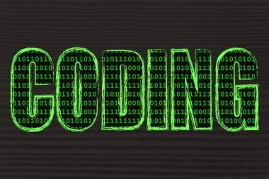 resimde kelimenin bir ikili kod deseni ile kodlama