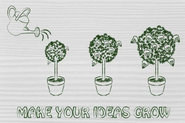 Rega pode fazer uma árvore de ideias crescer — Fotografia de Stock