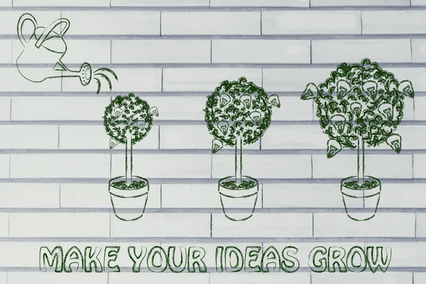 Rega pode fazer uma árvore de ideias crescer — Fotografia de Stock