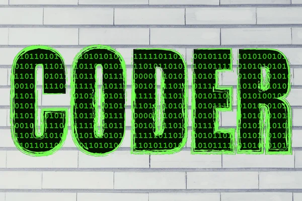 Illustration of the word Coder with a binary code pattern — Stock Photo, Image